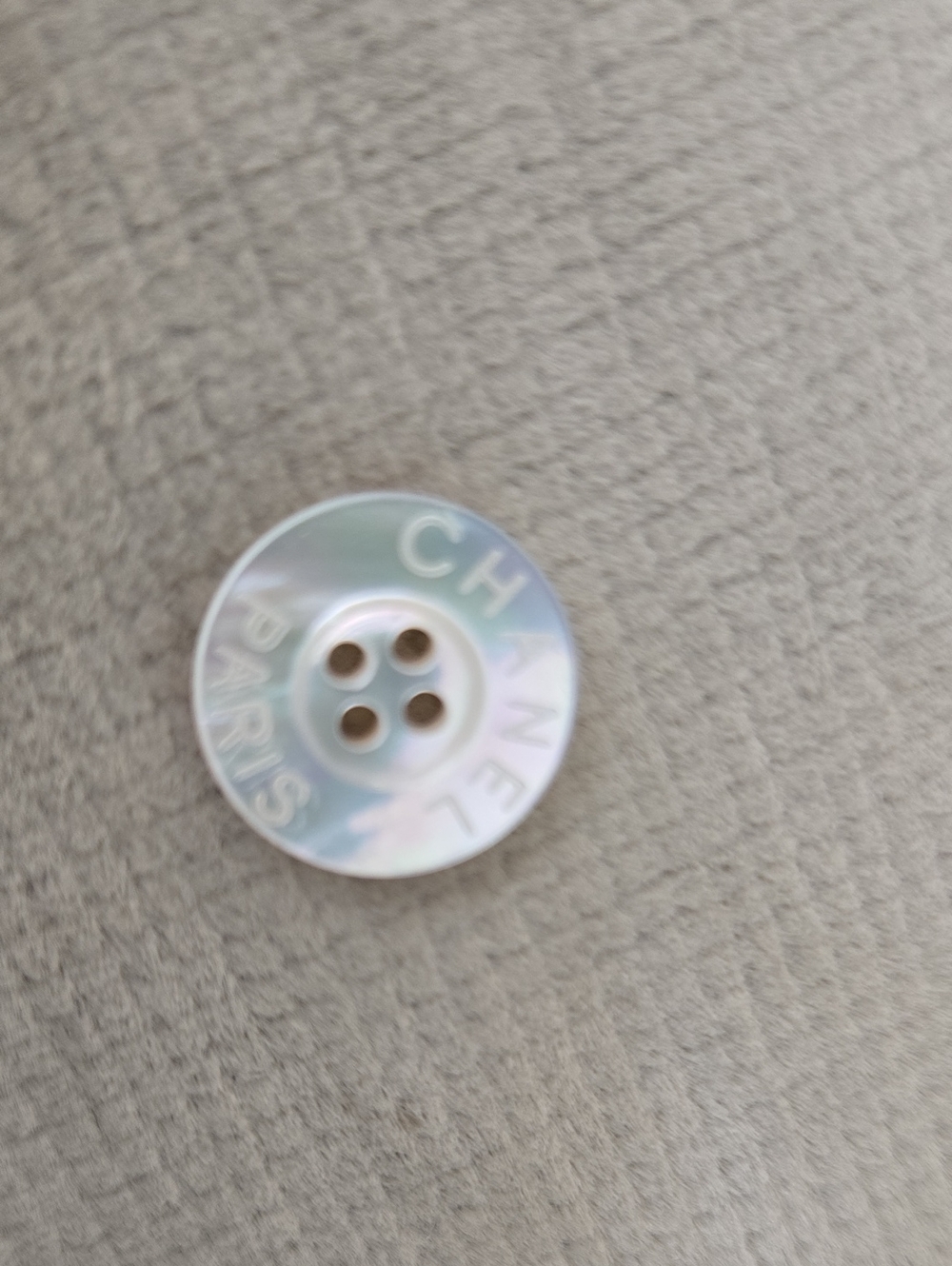 CHANEL Iridescent Mother-of-Pearl Round Button - White Pearl Sheen Authentic